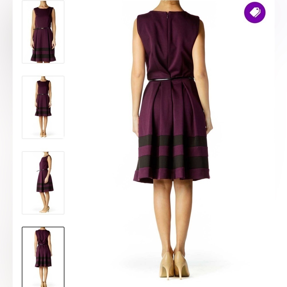 Calvin Klein Purple Black Belted Dress (NO BELT) - Picture 4 of 10